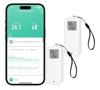 PHOVOLT Sensore Igrometro WiFi con display digitale, monitor intelligente wireless di temperatura e umidità con allarme di notifica tramite app remota per casa, serra, confezione da 2