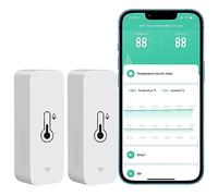 PHOVOLT Sensore termometro igrometro WiFi, Monitor wireless intelligente di umidità della temperatura con avviso di notifica app remota, per casa, serra (2 Pezzi)