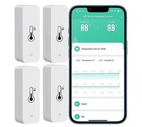 PHOVOLT Sensore termometro igrometro WiFi, Monitor wireless intelligente di umidità della temperatura con avviso di notifica app remota, per casa, serra (4 Pezzi)