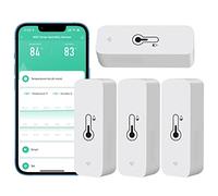 PHOVOLT Sensore termometro igrometro WiFi per casa, sensore wireless per interni ed esterni, sensore di umidità di temperatura con avviso di notifica app remota, funziona con l'app Tuya (4 pacco)