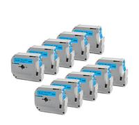 PHOVYAFI 10 pacchetti neri su etichette bianche compatibili con nastro per etichette Mk231 etichetta da 12 mm per nastro(Black on Blue)