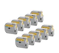 PHOVYAFI 10 pacchetti neri su etichette bianche compatibili con nastro per etichette Mk231 etichetta da 12 mm per nastro(Black on Gold)