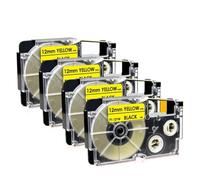 PHOVYAFI 4pk 12mm xr-12yw xr 12yw xr12yw nero su cartuccia a nastro etichetta gialla funziona con modelli di stampante etiche