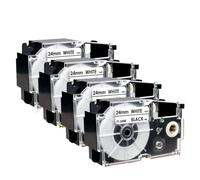 PHOVYAFI 4pk xr-24we etichetta da 24 mm nastro compatibile con XR 24we XR24we nastro nero su white Whips with KL820 KL7000 KL7200 Stampanti 'etichetta
