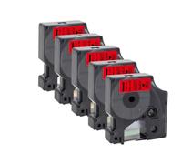 PHOVYAFI 5 pacchetto 12 mm d1 etichetta nastro compatibile con etichetta 160 280 modelli 260d per 45010 45013 45016 45021 45022 45023(Black on Red)