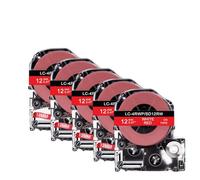 PHOVYAFI 5 PCS 12mm Etichettatura compatibile I nastri per SC12YWLK-4YBP Yellow Return SS12KW funzionano con stampanti LW 300 400 Etichetta(White on Red)