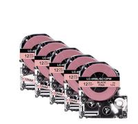 PHOVYAFI 5 PCS 12mm Etichettatura compatibile I nastri per SC12YWLK-4YBP Yellow Return SS12KW funzionano con stampanti LW 300 400 Etichetta(Black on Pink)