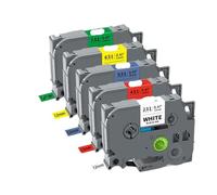 PHOVYAFI 5Pack compatibile TZE231 12 mm Nastro bianco per l'etichetta per PTH110 Maker etichetta TZE 231 TZE131 TZE631 TZE334 TZE335(5PK 5Mixed Colors)
