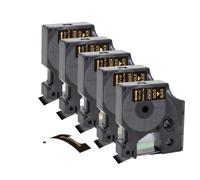 PHOVYAFI 5pcs 12mm d1 etichetta nastro compatibile con etichetta 160 280 Riferimento 45013 45010 45018 45023 45024 cartuccia etichetta(5PK Gold on Black)