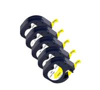 PHOVYAFI 5pcs nastro per etichetta bianca compatibile da 12 mm in plastica LT per l'etichetta LT-100H LT100H(Black on Yellow)