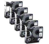 PHOVYAFI 5pk 12mm etichette di nylon flessibili compatibili con A18488 Black su nastro for labaccello bianco for ILP 219 3M PL150 4200 Modelli di stampante etichetta