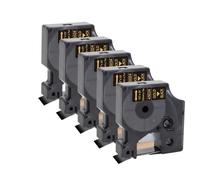 PHOVYAFI 5pk compatibile 12 mm d1 nastro per etichetta 160 280 funziona con 45013 45010 45018 45023 d1 etichetta nastro(Gold on Black)