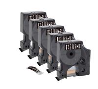 PHOVYAFI 5pk compatibile 12 mm d1 nastro per etichetta 160 280 funziona con 45013 45010 45018 45023 d1 etichetta nastro(White on Black)