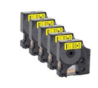 PHOVYAFI Compatibile 45013 d1 12mm nastro per etichetta 160 280 stampante nero su 5pc bianchi 10pcs 45010 45016 45018(5PK Black on Yellow)