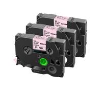 PHOVYAFI Nastro a nastro satinato da 12 mm 5 pacchetto compatibile con R231 RE34 RN34 R234 RW34 R531 Stampanti di etichetta e confezioni regalo(3PK Black on Pink)