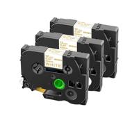 PHOVYAFI Nastro a nastro satinato da 12 mm 5 pacchetto compatibile con R231 RE34 RN34 R234 RW34 R531 Stampanti di etichetta e confezioni regalo(3PK Gold on White)