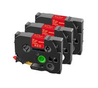 PHOVYAFI Nastro a nastro satinato da 12 mm 5 pacchetto compatibile con R231 RE34 RN34 R234 RW34 R531 Stampanti di etichetta e confezioni regalo(3PK Gold on Red)