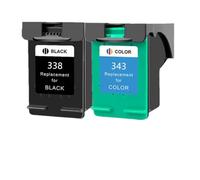 PHOVYAFI Sostituzione della cartuccia di inchiostro compatibile per 338 343 per Deskjet 460C 5740 6520 6540 6840 Photosmart 8150(1Pk Black 1Pk Color)