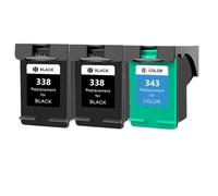 PHOVYAFI Sostituzione della cartuccia di inchiostro compatibile per 338 343 per Deskjet 460C 5740 6520 6540 6840 Photosmart 8150(2Pk Black 1Pk Color)