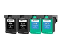 PHOVYAFI Sostituzione della cartuccia di inchiostro compatibile per 338 343 per Deskjet 460C 5740 6520 6540 6840 Photosmart 8150(2Pk Black 2Pk Color)