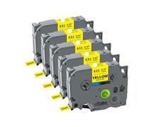 PHOVYAFI Tape etichetta da 12 mm 5/10 pacchetto compatibile con TZE231 TZE631 per stampanti per etichette PTH110(5PK Black on Yellow)