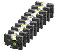 PHOVYAFI Tape etichetta laminato 10pk 12mm nero su bianco compatibile con 231 131 431 531 631 nastro per stampante per PTH110 etichetta produttore(Black on Yellow)