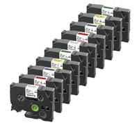 PHOVYAFI Tape etichetta laminato 10pk 12mm nero su bianco compatibile con 231 131 431 531 631 nastro per stampante per PTH110 etichetta produttore(5Mixed Colors)