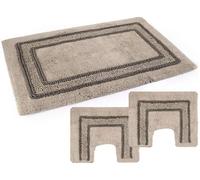 Set Tappeto bagno antiscivolo cotone 3 pezzi Melissa con Passamaneria PHp