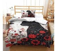 PHQAZWSXE 3D Con Stampa Di Flowers And Cats Set Di Biancheria Da Letto Camera Da Letto Microfibra Set Copripiumino Letto Per Bambini E Bambine Con Chiusura A Cerniera Single（135x200cm）
