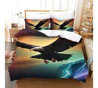 PHQAZWSXE 3D Con Stampa Di Soaring Eagle Set Di Biancheria Da Letto Decorazione Microfibra Set Copripiumino Per Letto Da Uomo E Da Donna Con Chiusura A Cerniera Single（140x200cm）