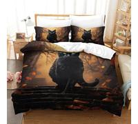 PHQAZWSXE 3D Con Stampa Di The Black Cat on The Steps Set Di Biancheria Da Letto Decorazione Microfibra Set Copripiumino Letto Per Bambini E Bambine Con Chiusura A Cerniera King(220x240cm)