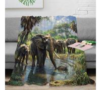 PHQAZWSXE stampa 3D African elephants coperta da viaggio microfibra biancheria da letto anti-pilling plaid da viaggio compatto per regali per avventurieri Safari wildlife 70×80inch(180x200cm)