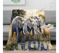 PHQAZWSXE stampa 3D African elephants plaid da divano microfibra biancheria da letto non perde pelo coperta da divano morbida per regali per la casa wild safari arte 80×90inch(200x230cm)