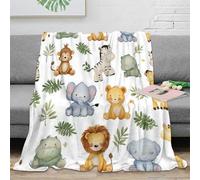 PHQAZWSXE stampa 3D Baby animals plaid microfibra biancheria da letto anti-pilling coperta per aria condizionata morbida per monolocali in affitto Watercolor jungle theme 50x60inch(127x152cm)