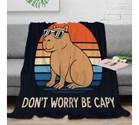 PHQAZWSXE stampa 3D Capybara wearin plaid da divano microfibra biancheria da letto non perde pelo coperta da divano morbida per giovani in relax Retro sunset arte 80×90inch(200x230cm)