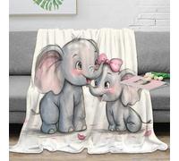 PHQAZWSXE stampa 3D Carino baby elephants coperta da divano microfibra biancheria da letto non perde pelo coperta da relax morbida per giovani in serate relax cartoon illust 50x60inch(127x152cm)