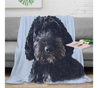 PHQAZWSXE stampa 3D Carino black cane coperta da letto biancheria da letto calda e soffice coperta per tutte le stagioni traspirante per ogni periodo dell'anno artistico ritratto 60x80inch(150x200cm)