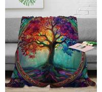 PHQAZWSXE stampa 3D Colorful tree coperta da divano microfibra biancheria da letto non perde pelo coperta da relax morbida per giovani in serate relax Stained glass arte 50x60inch(127x152cm)