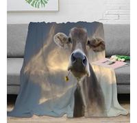PHQAZWSXE stampa 3D Cow with flower coperta da salotto microfibra biancheria da letto non perde pelo plaid da salotto caldo per regali per la casa Rural pastoral 50x60inch(127x152cm)
