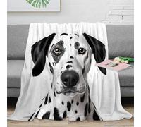 PHQAZWSXE stampa 3D Dalmatian cane coperta per tutte le stagioni microfibra biancheria da letto versatile coperta in pile morbida per studenti fuori sede Realistic pet ritratto 80×90inch(200x230cm)