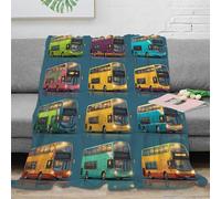 PHQAZWSXE stampa 3D decker bus coperta microfibra biancheria da letto calda e traspirante coperta da camera da letto morbida anti-pilling non perde pelo per camera Colorful urban 50x60inch(127x152cm)