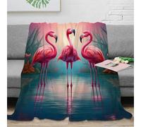 PHQAZWSXE stampa 3D Flamingo trio plaid microfibra biancheria da letto morbido e caldo coperta per aria condizionata anti-pilling per regali per amici vibrante sunset arte 50x60inch(127x152cm)