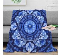 PHQAZWSXE stampa 3D floreale mandala coperta per aria condizionata microfibra biancheria da letto soffice plaid per estate morbido per regali per vacanze bohemian decorative 60x80inch(150x200cm)