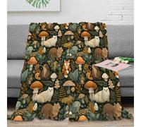 PHQAZWSXE stampa 3D Forest animals coperta in pile microfibra biancheria da letto traspirante plaid in pile morbido per studenti durante le lezioni online Whimsical woodland 70×80inch(180x200cm)