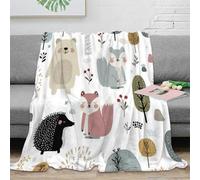 PHQAZWSXE stampa 3D Forest animals coperta per tutte le stagioni microfibra biancheria da letto versatile coperta in pile morbida per regali di Natale Carino cartone animato 70×80inch(180x200cm)