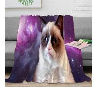 PHQAZWSXE stampa 3D grumpy-cat coperta per tutte le stagioni microfibra biancheria da letto versatile coperta in pile morbida per studenti fuori sede funny-animal-meme 50x60inch(127x152cm)