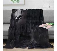 PHQAZWSXE stampa 3D haunted graveyard plaid da divano microfibra biancheria da letto non perde pelo coperta da divano morbida per giovani in relax gotico orrore 40x50inch(100x130cm)