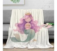 PHQAZWSXE stampa 3D mermaid princess coperta da viaggio microfibra biancheria da letto leggera e morbida plaid da viaggio compatto anti-pilling per viaggi cartoon fantastico 60x80inch(150x200cm)