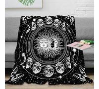 PHQAZWSXE stampa 3D Moon phases coperta da riposo microfibra biancheria da letto morbida plaid da riposo caldo e traspirante lavabile in lavatrice per relax spiritual cosmic arte 80×90inch(200x230cm)