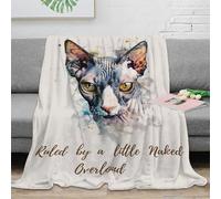 PHQAZWSXE stampa 3D Naked cat arte coperta microfibra biancheria da letto morbida e calda plaid elegante anti-pilling per regali di compleanno Watercolor pet illust 40x50inch(100x130cm)